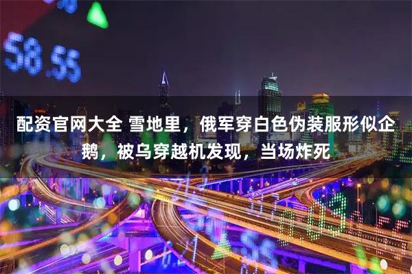 配资官网大全 雪地里，俄军穿白色伪装服形似企鹅，被乌穿越机发现，当场炸死